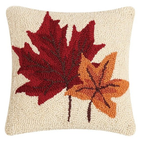 Fall leaves hooked wool - hooked, throw